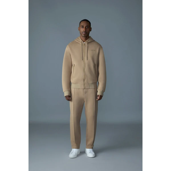 Mackage Krystos Double-Face Jersey Zip-Up Hoodie in Light Camel