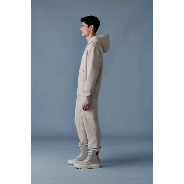 Mackage Krystos Double-Face Jersey Zip-Up Hoodie in Trench
