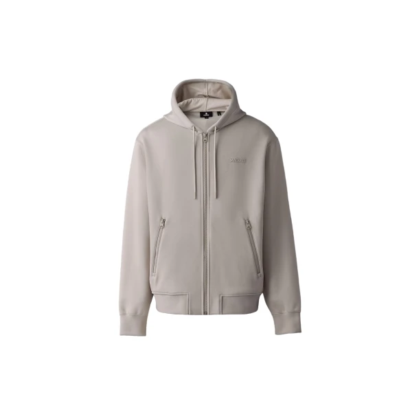 Krystos Double-Face Jersey Zip-Up Hoodie in Trench