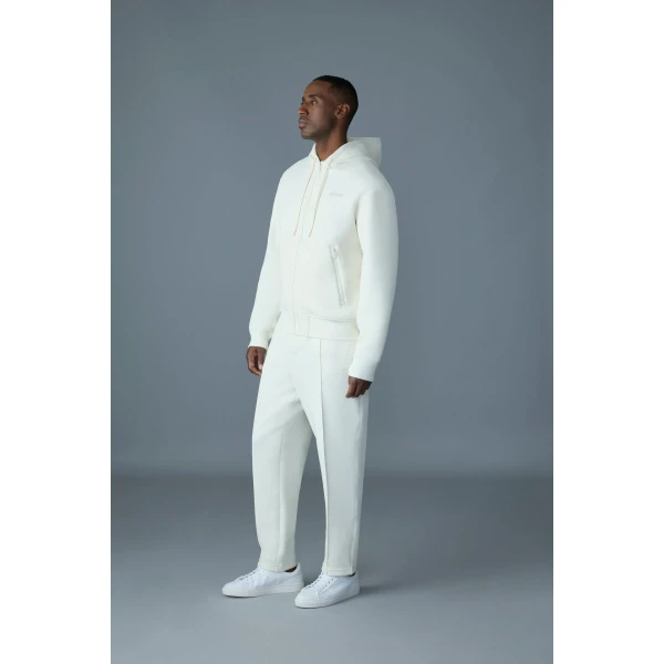 Mackage Krystos Double-Face Jersey Zip-Up Hoodie in White