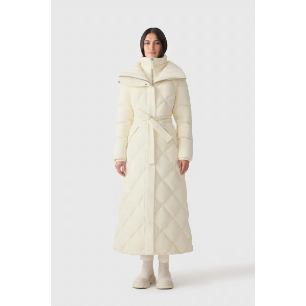 Mackage Laurella 2-In-1 Light Down Belted Coat in Cream