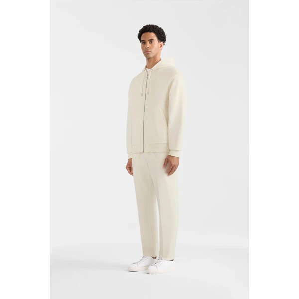 Mackage Ledger-K Brushed Knit Hoodie in Cream, view 3 | Sweatshirts | Coveti