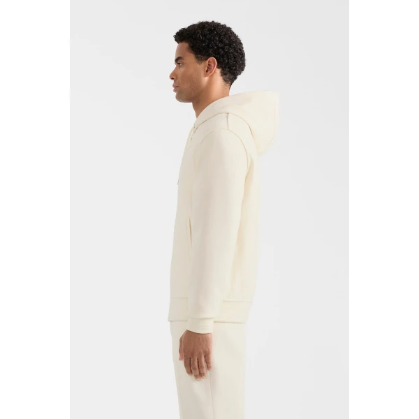 Mackage Ledger-K Brushed Knit Hoodie in Cream, view 4 | Sweatshirts | Coveti