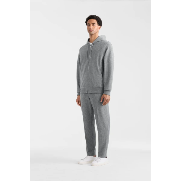 Mackage Ledger-K Brushed Knit Hoodie in Light Grey Mix-Cream