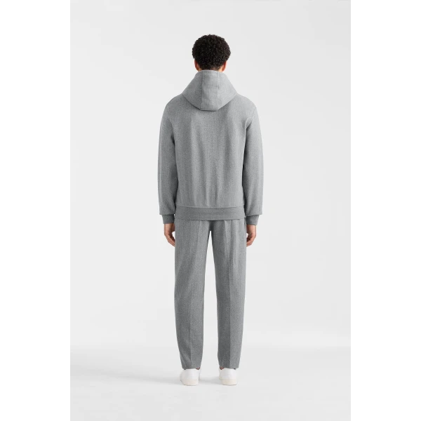 Mackage Ledger-K Brushed Knit Hoodie in Light Grey Mix-Cream