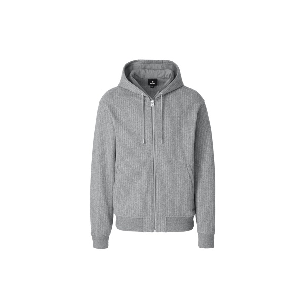 Mackage Ledger-K Brushed Knit Hoodie in Light Grey Mix-Cream