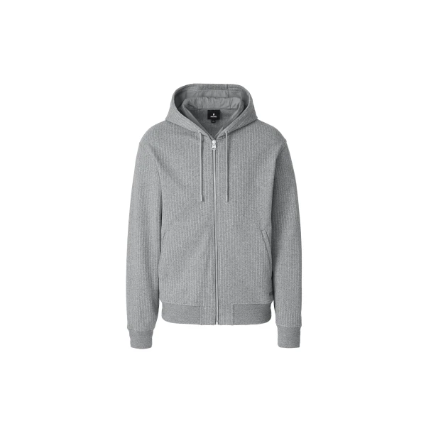 Ledger-K Brushed Knit Hoodie in Light Grey Mix-Cream