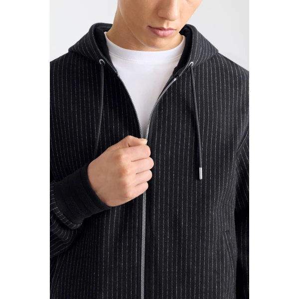 Mackage Ledger-K Brushed Knit Hoodie in Navy-Cream