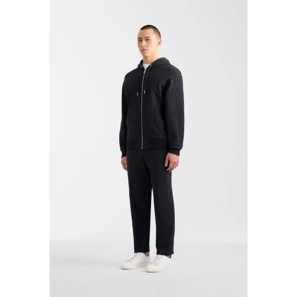 Mackage Ledger-K Brushed Knit Hoodie in Navy-Cream