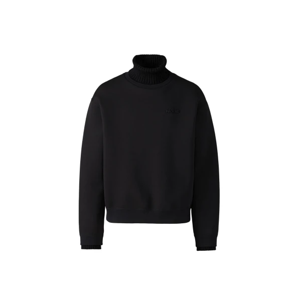 Mackage Legend Knit Cotton-Blend Turtleneck Sweater in Black