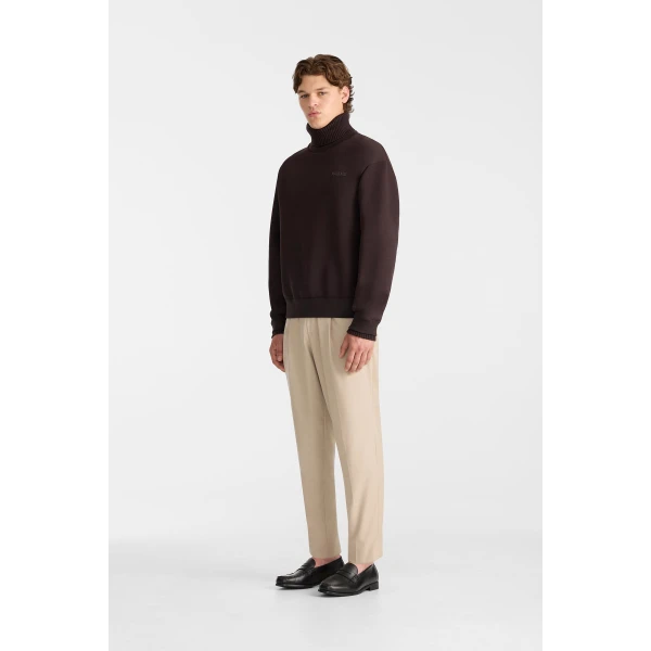 Mackage Legend Knit Cotton-Blend Turtleneck Sweater in Coffee