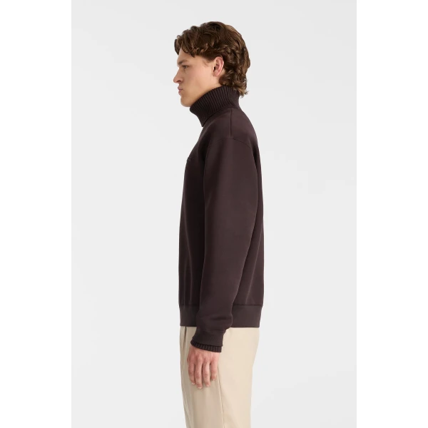 Mackage Legend Knit Cotton-Blend Turtleneck Sweater in Coffee