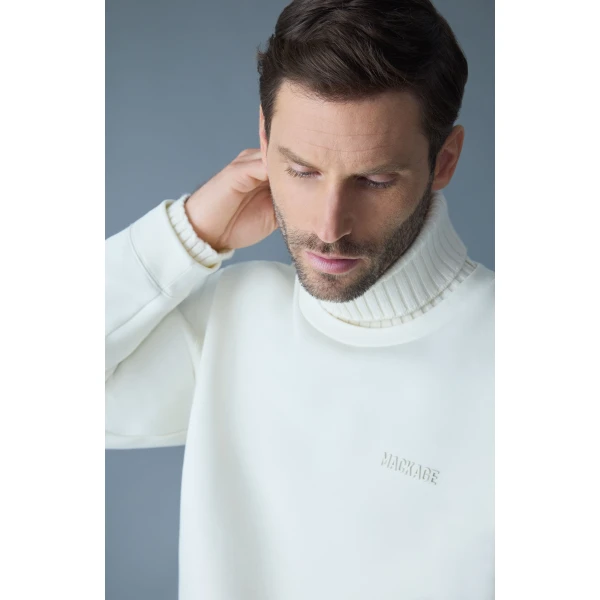Mackage Legend Knit Cotton-Blend Turtleneck Sweater in Cream