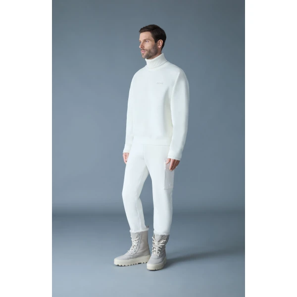 Mackage Legend Knit Cotton-Blend Turtleneck Sweater in Cream
