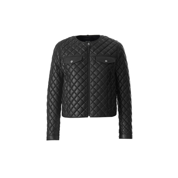 Mackage Lena Quilted Lamb Leather Cropped Jacket in Black