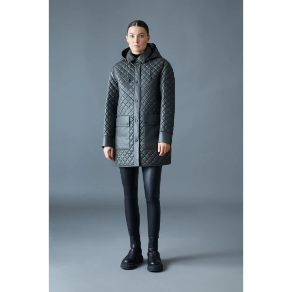 Mackage Litzy Quilted Leather Jacket in Carbon