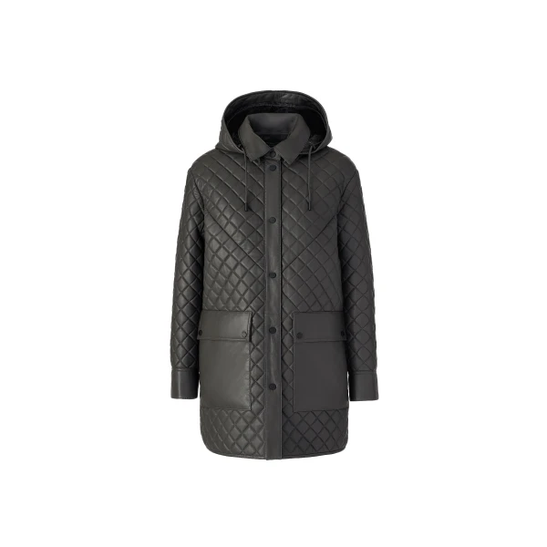 Litzy Quilted Leather Jacket in Carbon