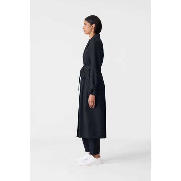 lorna wool gabardine trench coat navy