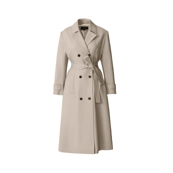 Lorna Wool Gabardine Trench Coat in Taupe