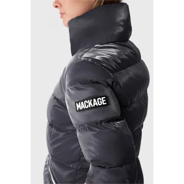 Mackage Madalyn-GLO High-Gloss Down Jacket in Carbon