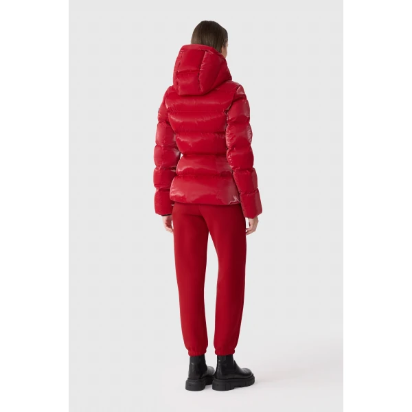 Mackage Madalyn-GLO High-Gloss Down Jacket in Dark Red