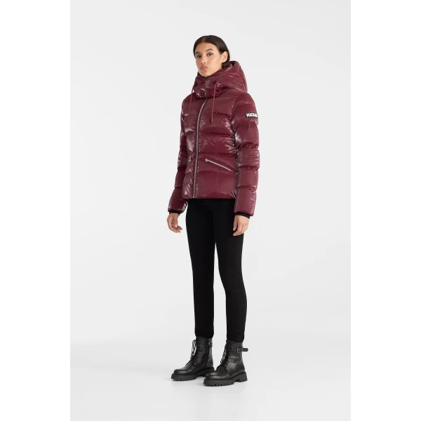 Mackage Madalyn-GLO High-Gloss Down Jacket in Garnet