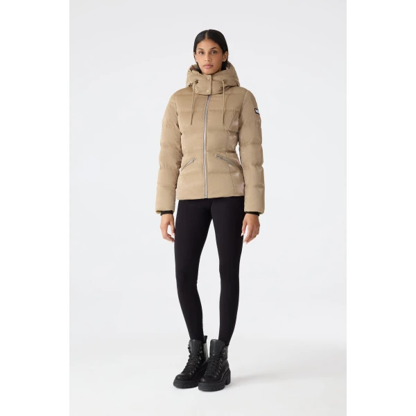 Mackage Madalyn-GLO High-Gloss Down Jacket in Light Camel