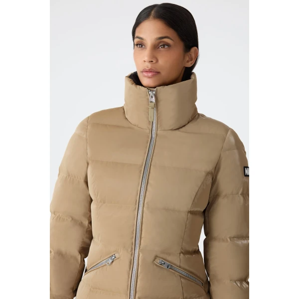 Mackage Madalyn-GLO High-Gloss Down Jacket in Light Camel