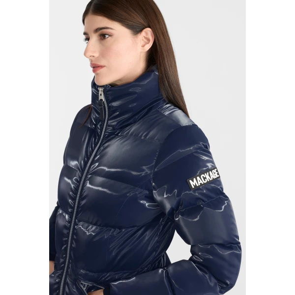 Mackage Madalyn-GLO High-Gloss Down Jacket in Marine Blue