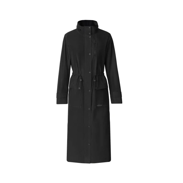 Magdelena Maxi-Length Rain Jacket in Black