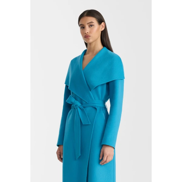 mai double-face wool wrap coat aqua