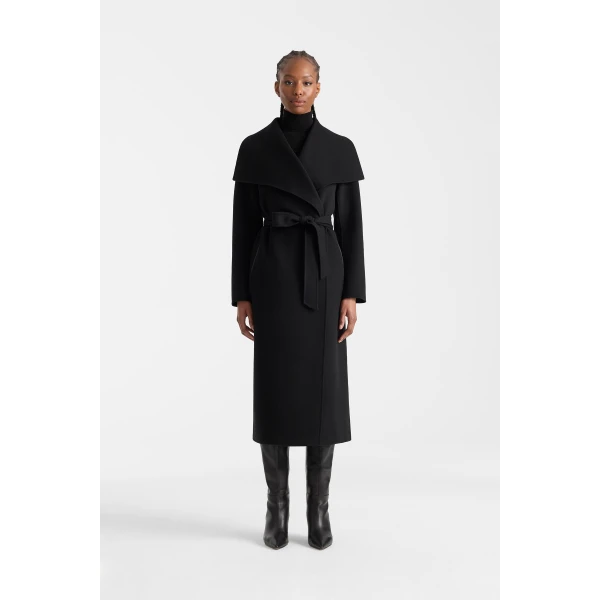 mai double-face wool wrap coat black