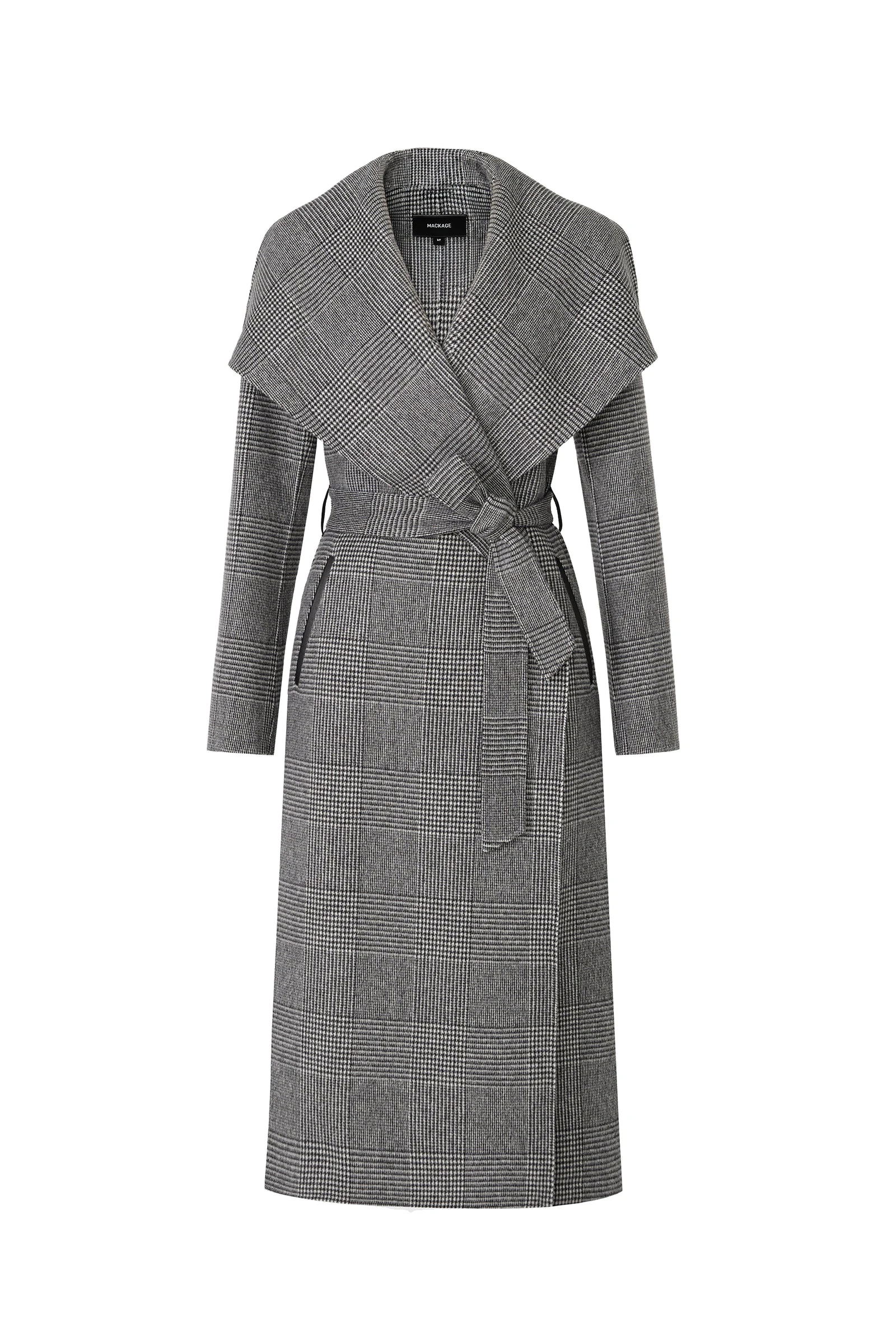 Mackage Mai Double-Face Wool Wrap Coat in Black-Cream mackage mai double-face wool wrap coat
