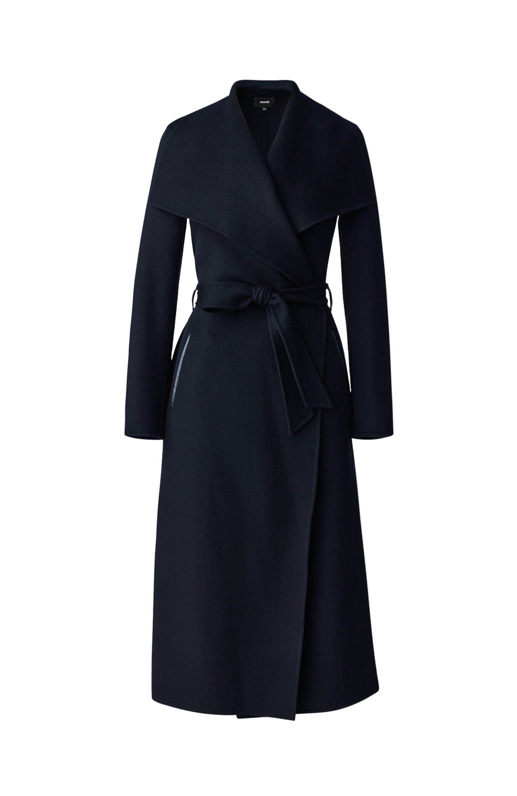 Mackage Mai Double-Face Wool Wrap Coat in Black mackage mai double-face wool wrap coat