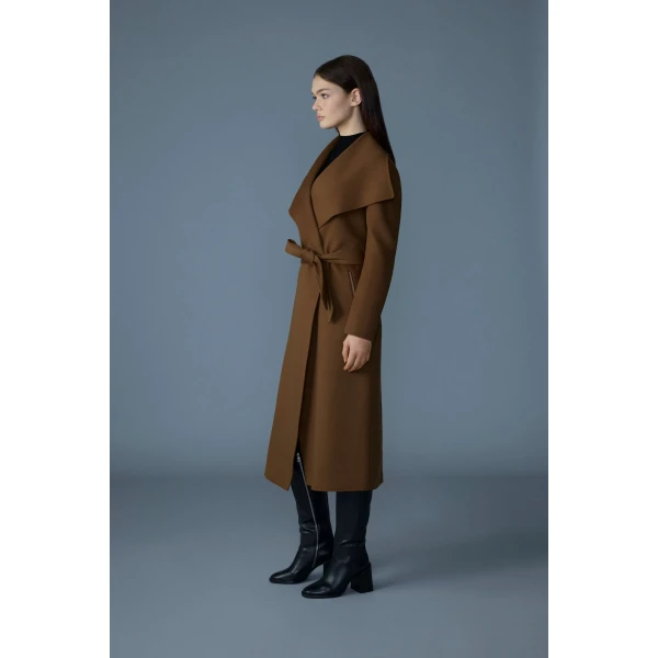 mai double-face wool wrap coat earth brown