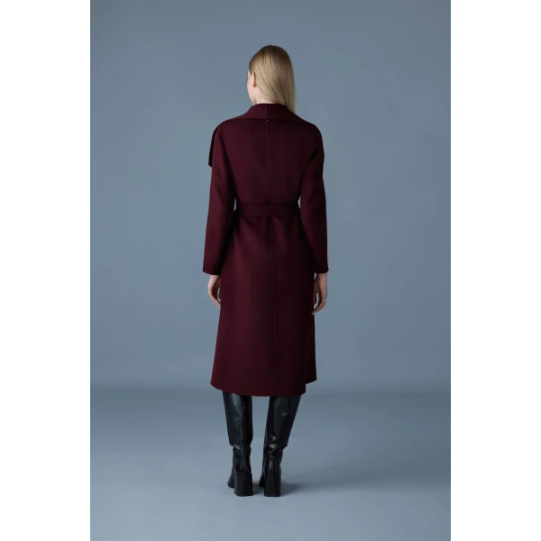 mai double-face wool wrap coat garnet