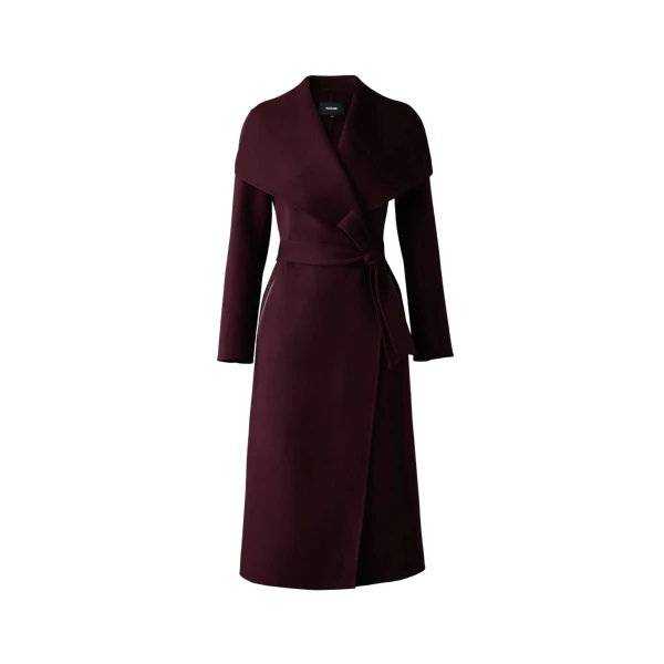 Mai Double-Face Wool Wrap Coat in Garnet