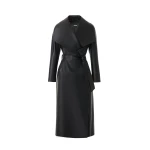 Mackage Mai-L Long Leather Wrap Coat in Black