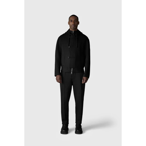 Mackage Malik Double-Face Wool Hooded Jacket in Black