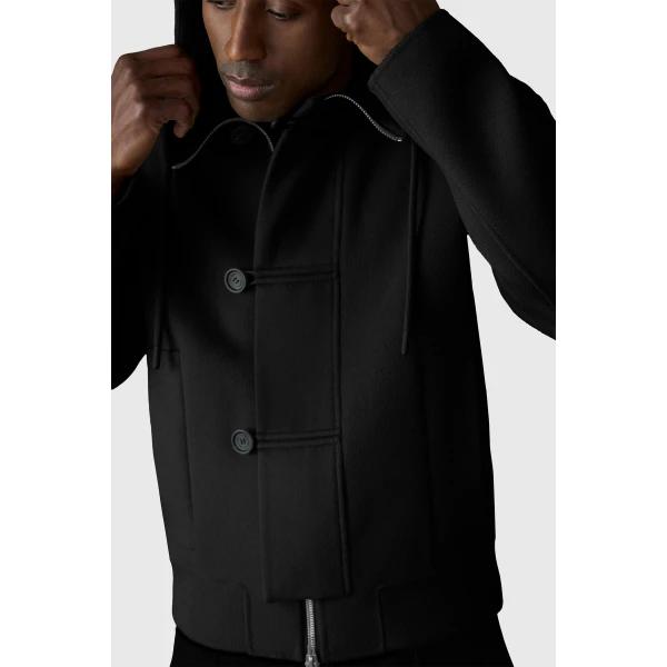 Mackage Malik Double-Face Wool Hooded Jacket in Black