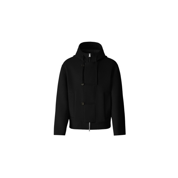 Mackage Malik Double-Face Wool Hooded Jacket in Black