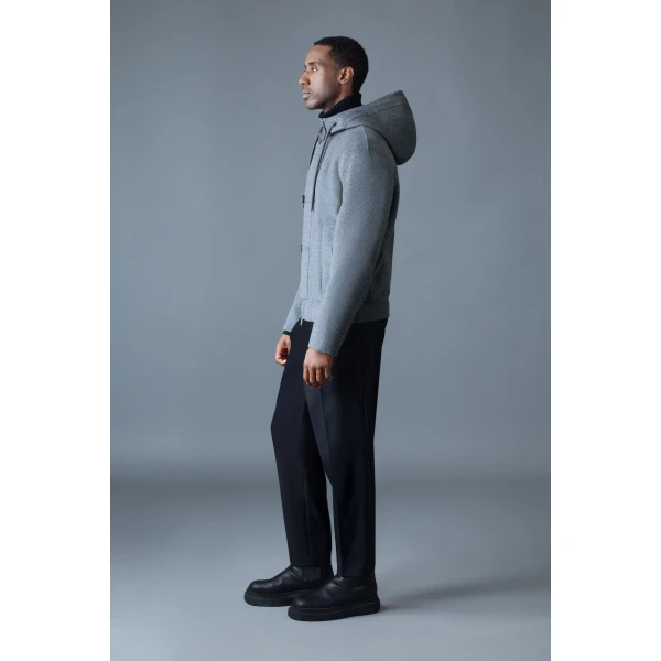 Mackage Malik Double-Face Wool Hooded Jacket in Carbon Mix
