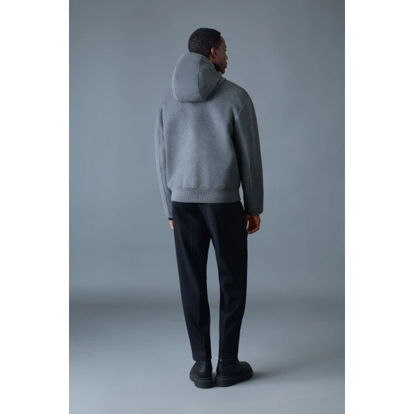Mackage Malik Double-Face Wool Hooded Jacket in Carbon Mix