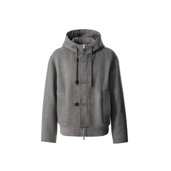 Mackage Malik Double-Face Wool Hooded Jacket in Carbon Mix