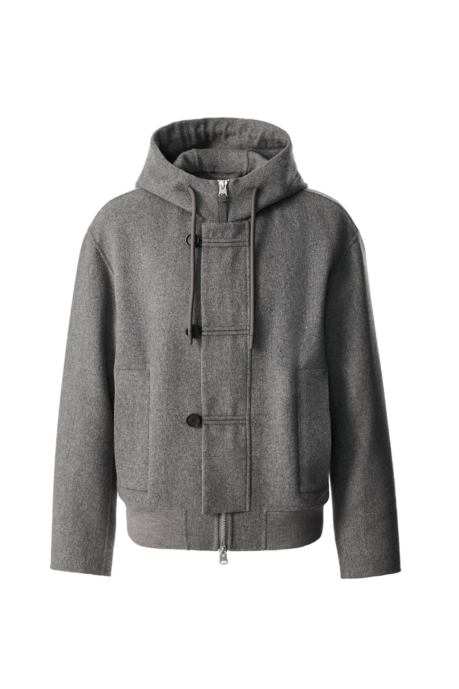 Mackage Malik Double-Face Wool Hooded Jacket in Carbon Mix Mackage Malik Double-Face Wool Hooded Jacket in Carbon Mix