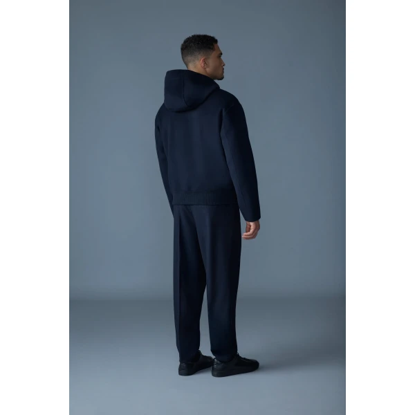 Mackage Malik Double-Face Wool Hooded Jacket in Navy