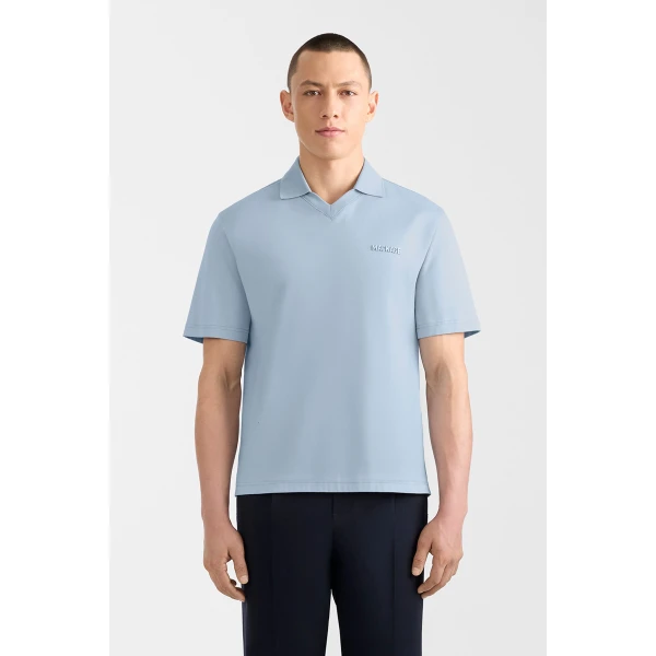 Mackage Marco Organic Cotton Polo in Fog Blue