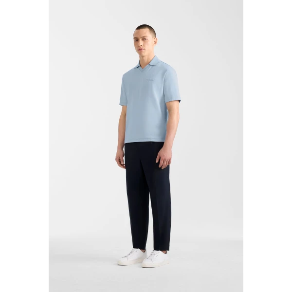 Mackage Marco Organic Cotton Polo in Fog Blue