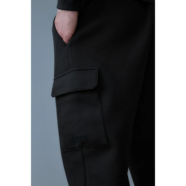 Mackage Marvin-R Double Face Jersey Cargo Sweatpants in Black