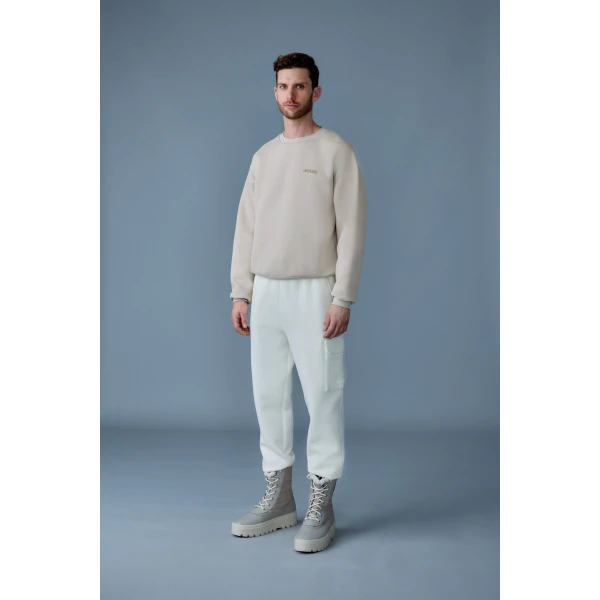 Mackage Marvin-R Double Face Jersey Cargo Sweatpants in Cream